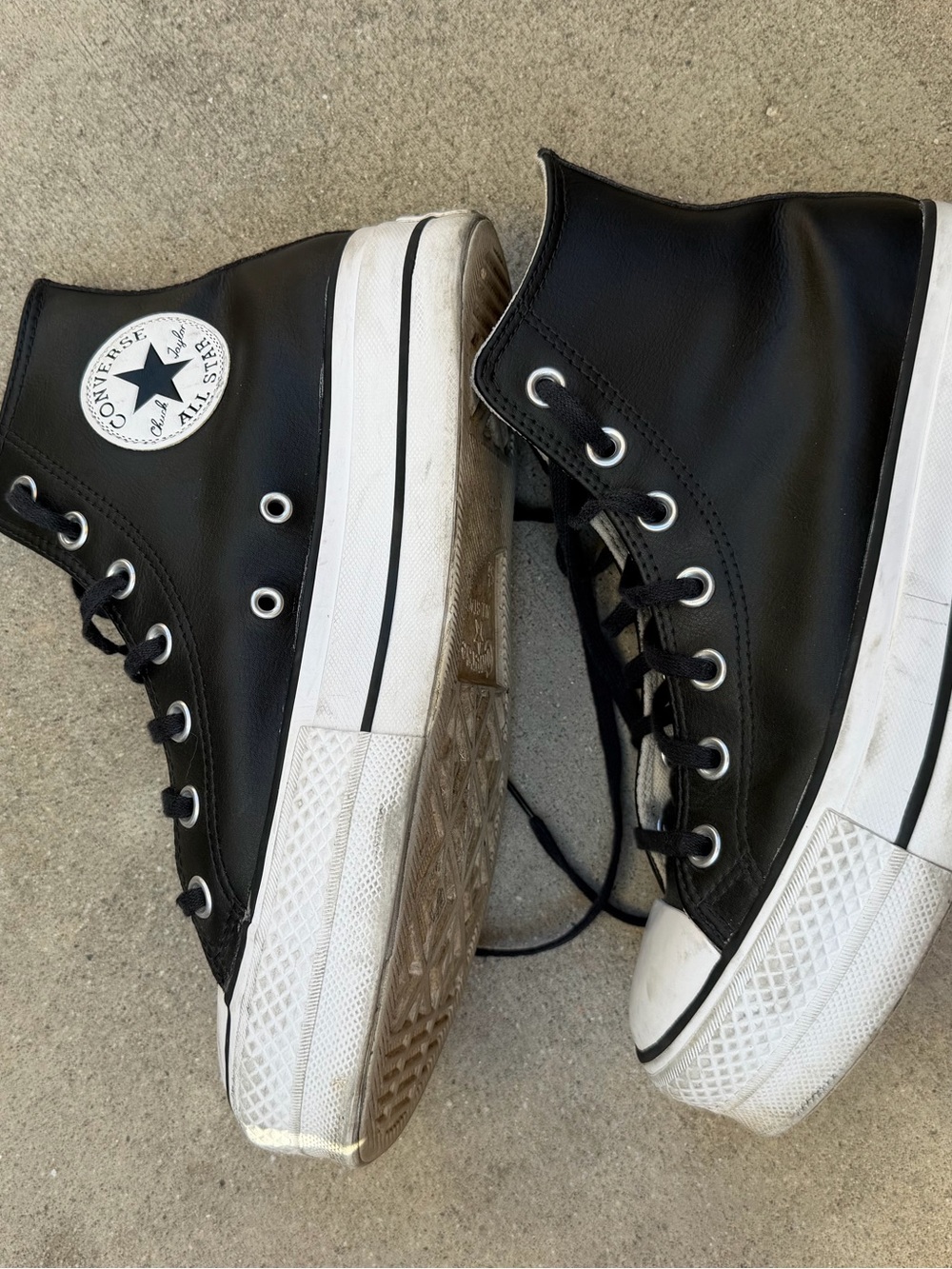 Converse Black Leather Sneakers - Size 7.5